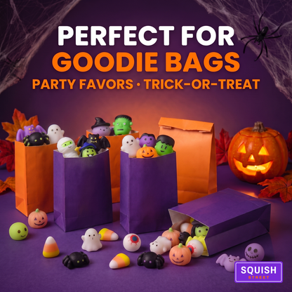 Halloween squishies filling paper party treat bags - perfect for goodie bags